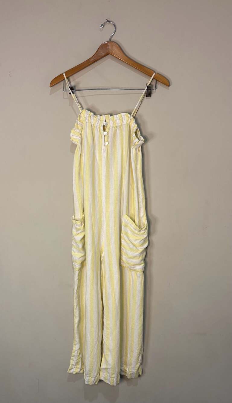 Stoney Clover Lane x Target Yellow and White Striped Linen-Blend Jumpsuit